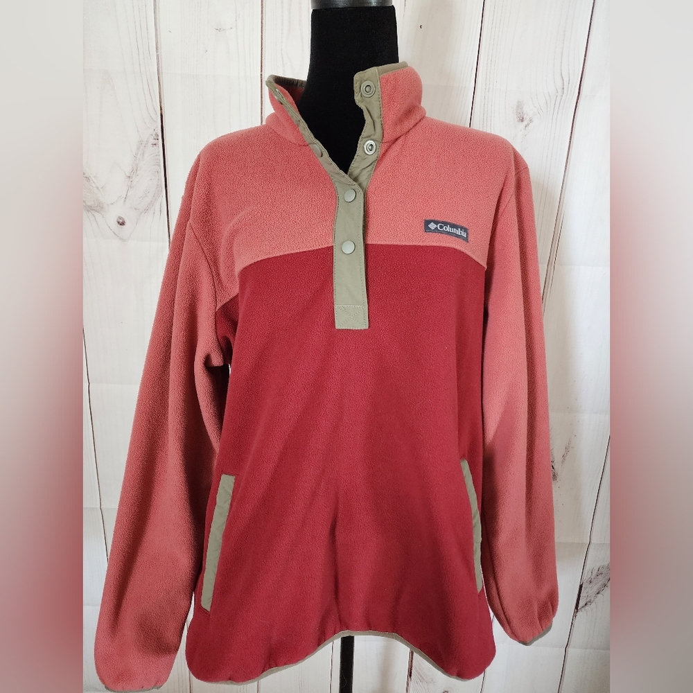 Columbia Fleece Pullover. Size XL, burgundy and rose two tone